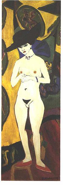 Ernst Ludwig Kirchner Female nude with black hat oil painting image